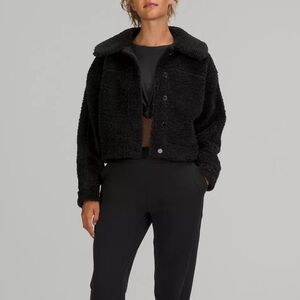 Lululemon Textured Fleece Black Button Jacket Size Large